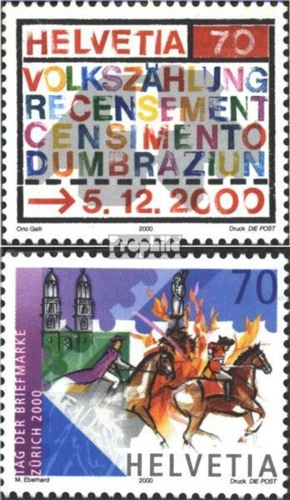 Briefmarken Schweiz 2000 Mi 1730,1738 (kompl.Ausg.) gestempelt Volkszählung