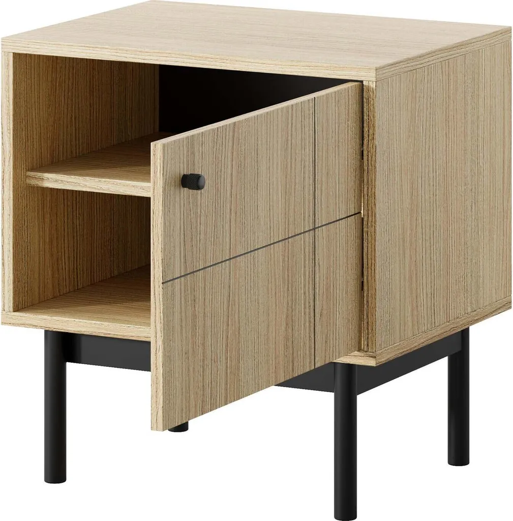 Petite Table de Nuit Japandi 54cm - Solution de Rangement Chambre Beige - 2
