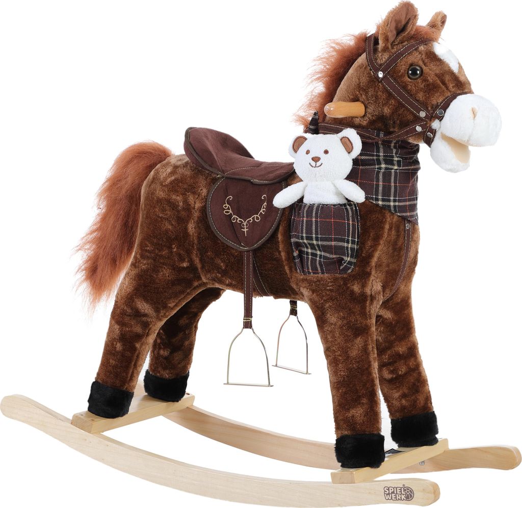 DEUBA® Cavallo Peluche a Dondolo in Legno con Suoni Animale Immagine del prodotto 