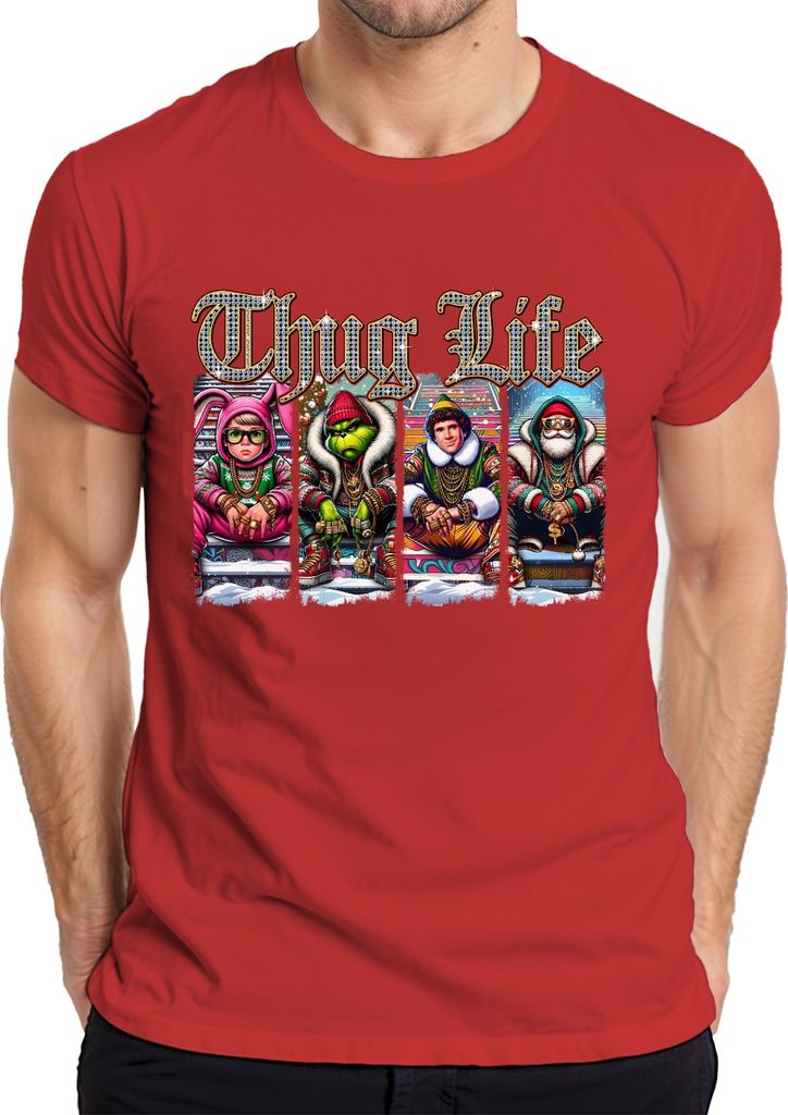 Thug Life Buddy der Elf Grinch - Weihnachten Christmas Xmas Herren T-Shirt, Rot, S