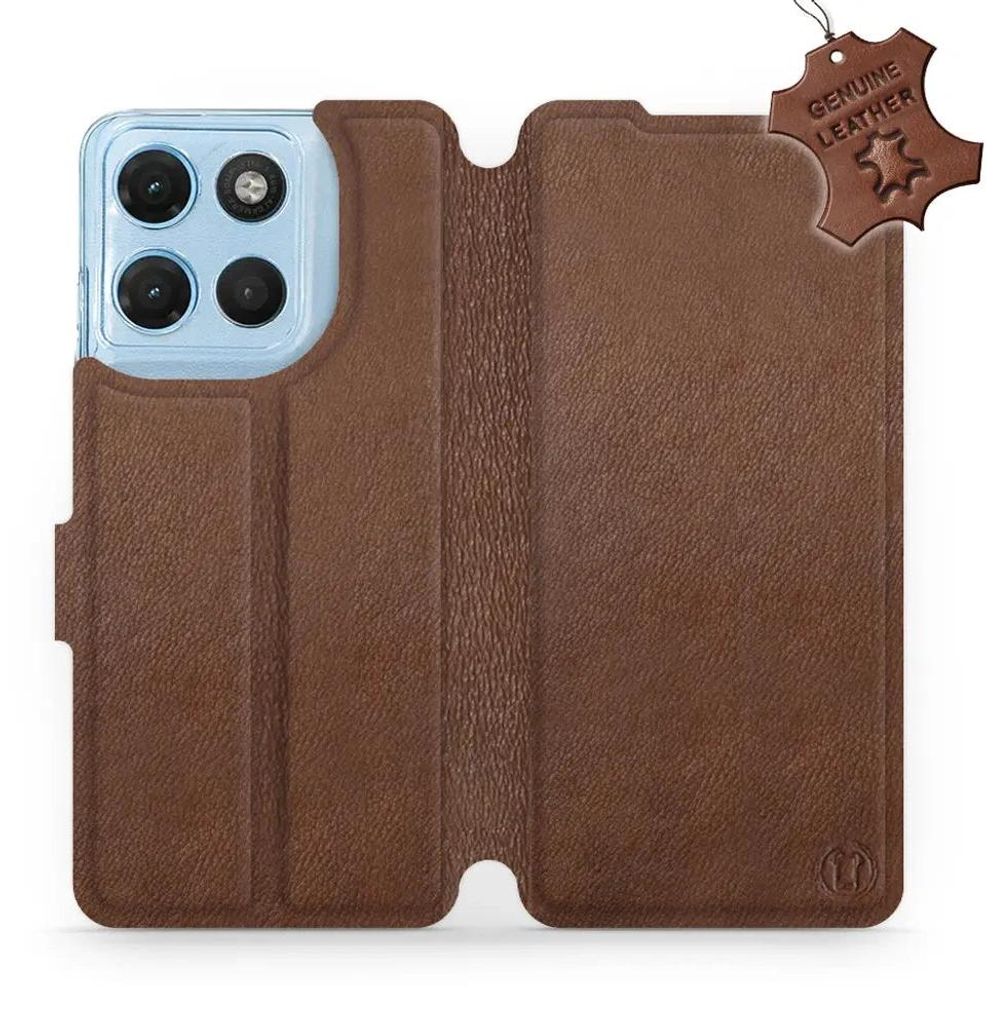 Echtleder Handyhülle für Motorola Moto G17, Mobiwear Leather, Braun