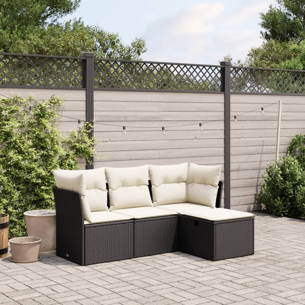 Maison Exclusive - 4-tlg. Garten-Sofagarnitur mit Kissen Schwarz Poly Rattan