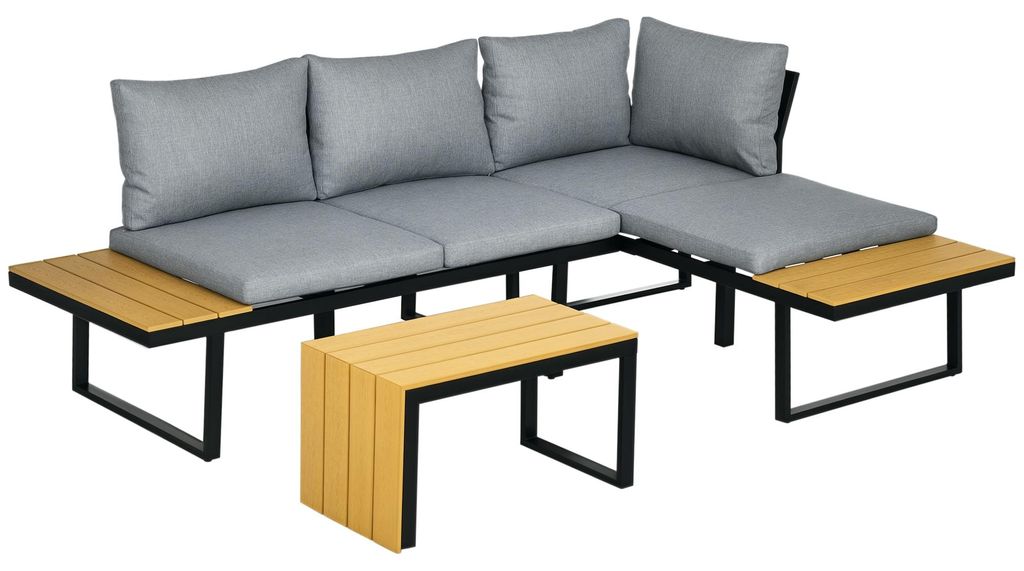 Outsunny 3-tlg. Gartenmöbel-Set, Balkonmöbel mit Sitzkissen Produktbild 