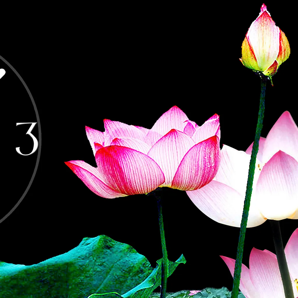 Horloge murale 3D silencieuse rose Dixtime 50x70 cm sans tic-tac