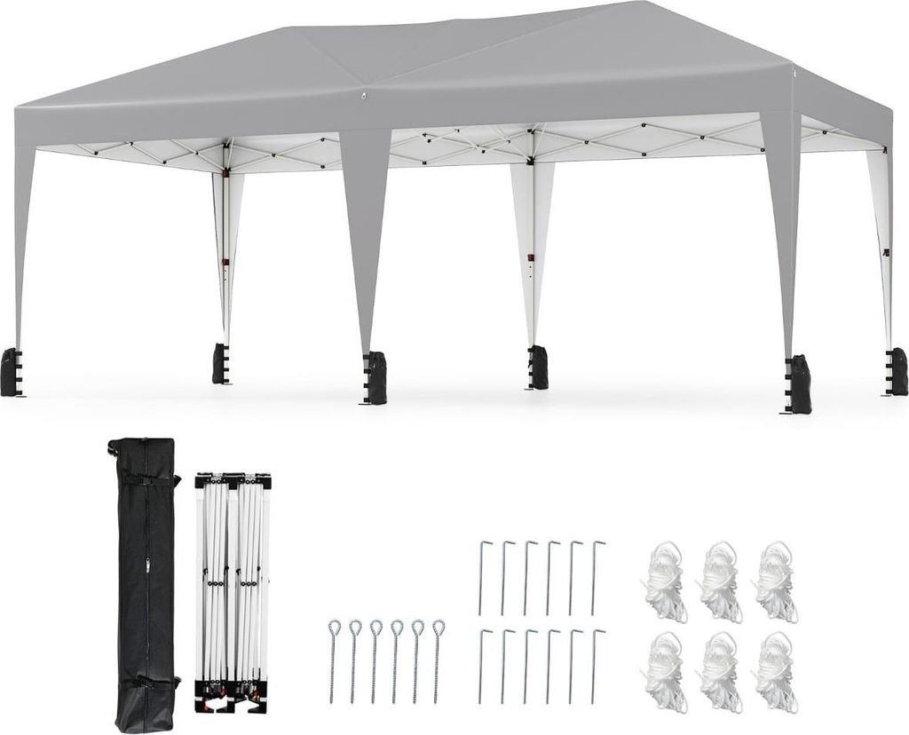 3 x 6 m Pop-Up-Pavillon mit UV-Schutz, Grau