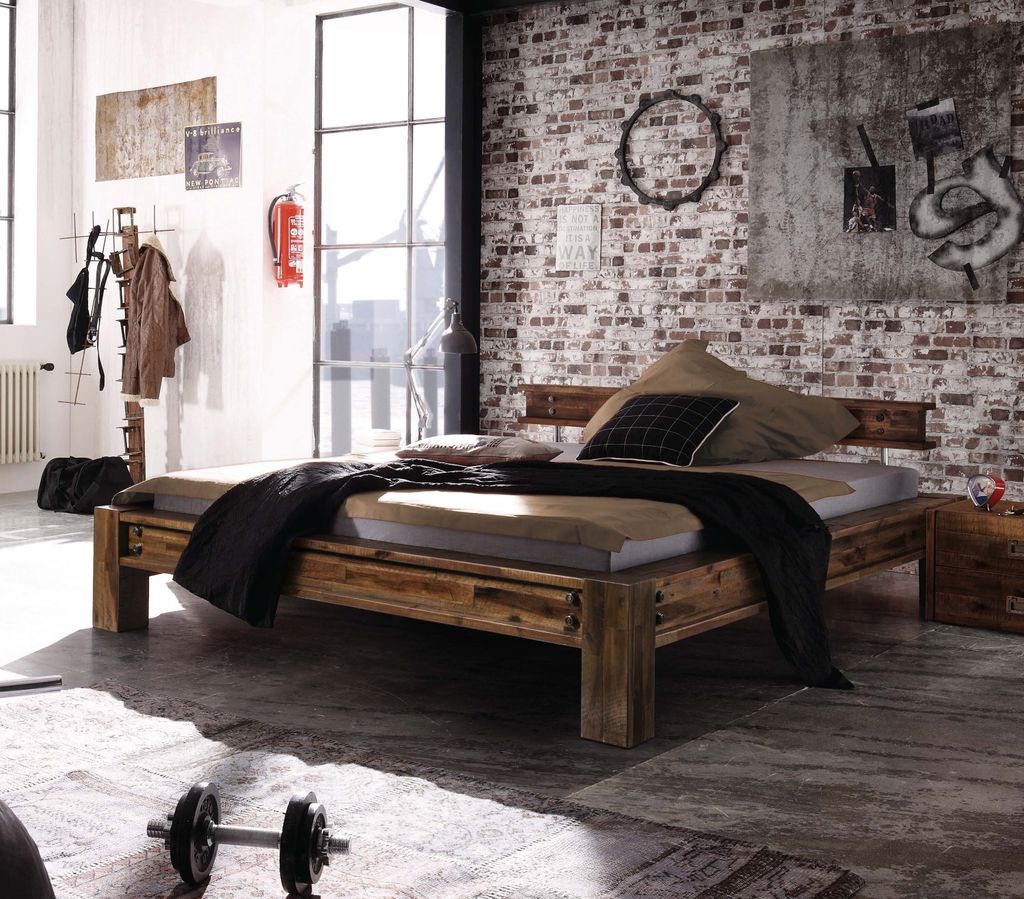 HASENA Factory Line Loft Stil Bett San Luca Akazie vintage brown 140x200