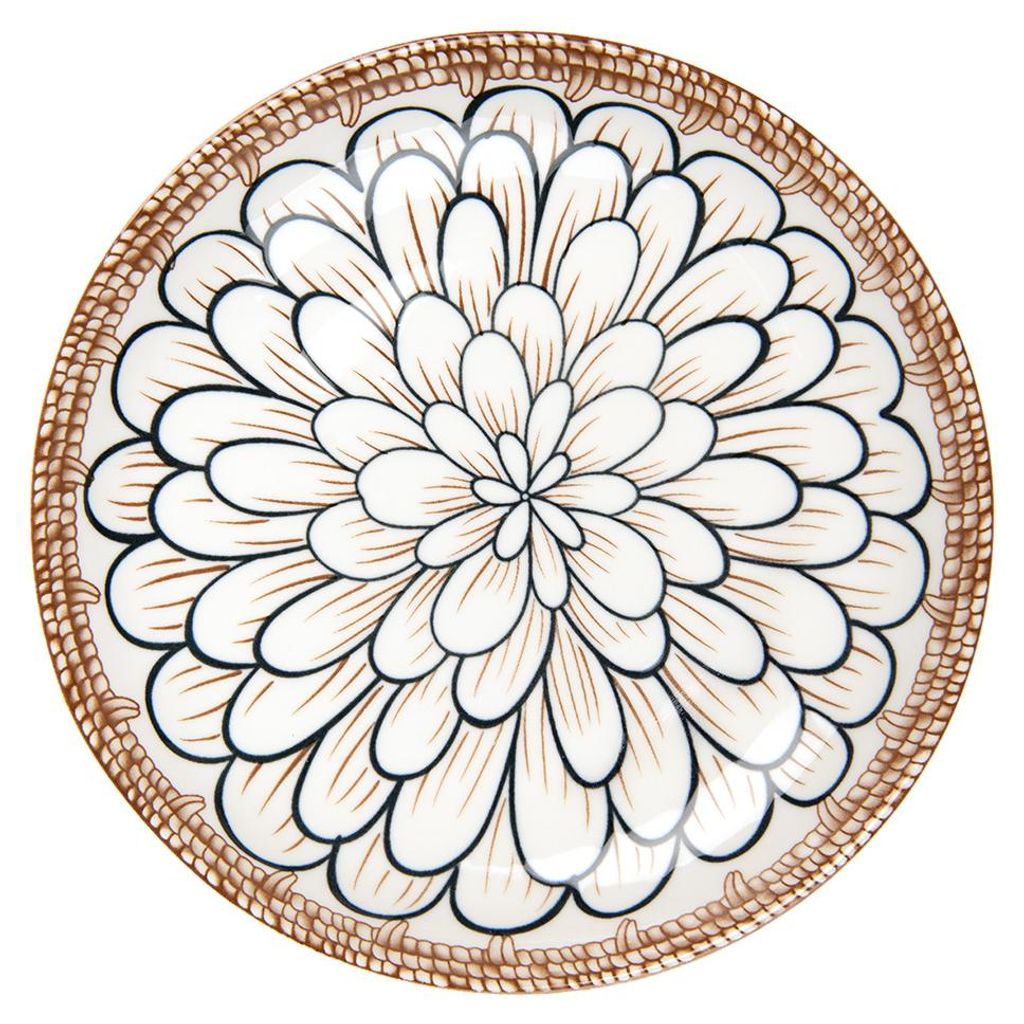 Clayre & Eef Assiette à déjeuner Ø 21x3 cm Blanc Marron Image du produit 