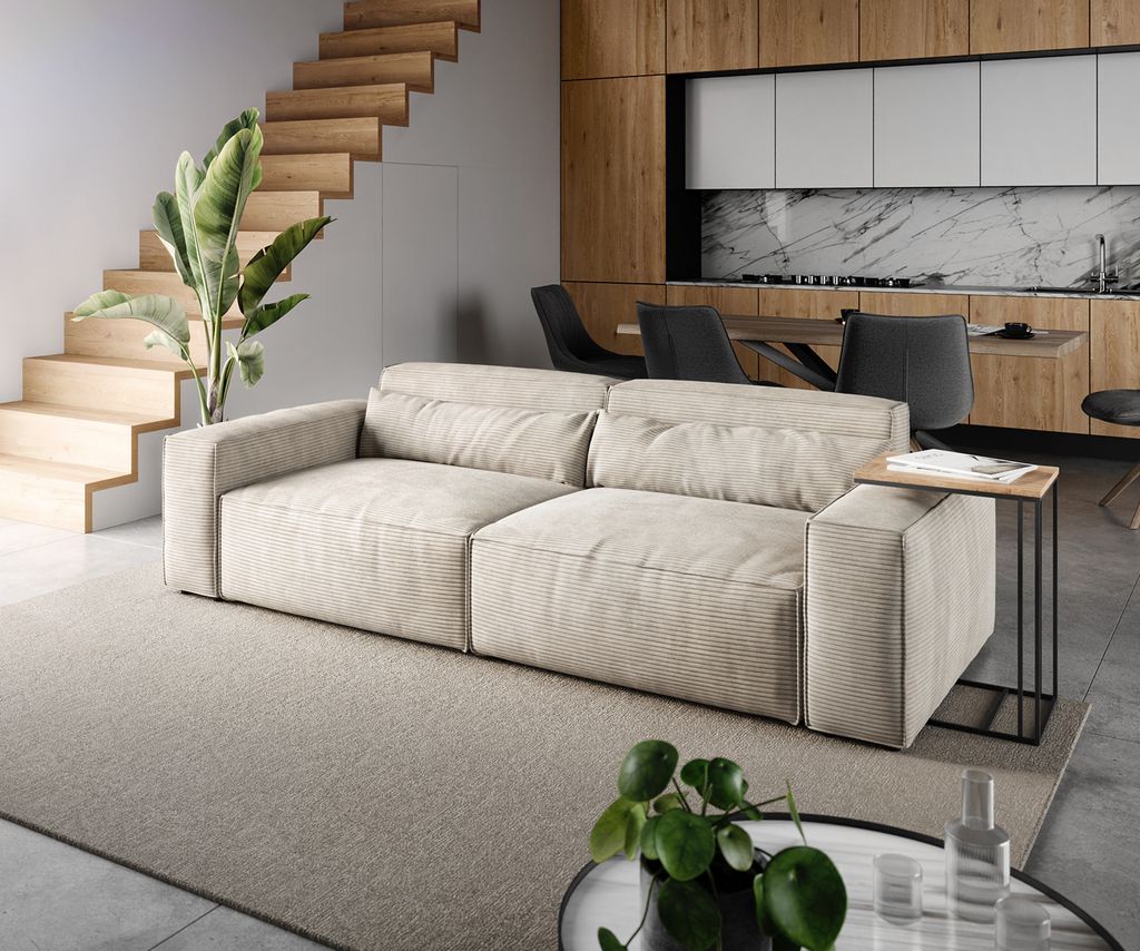 DELIFE Big-Sofa Sirpio 230x95 cm Cord Beige Produktbild 