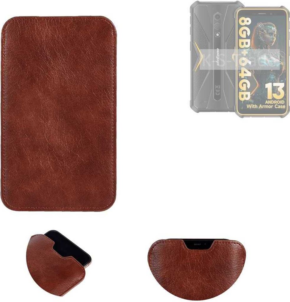 K-S-Trade Schutzhülle Handyhülle kompatibel mit Ulefone Armor X12 Pro Handytasche Kunstleder Sleeve in braun