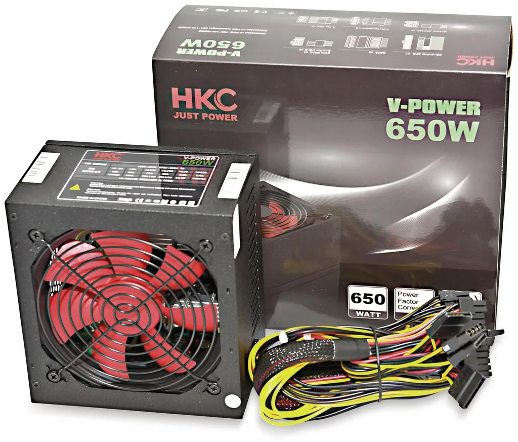 Bloc Alimentation 650W HKC V-650 ATX Noir Anti-Surtension pour Fixe PC