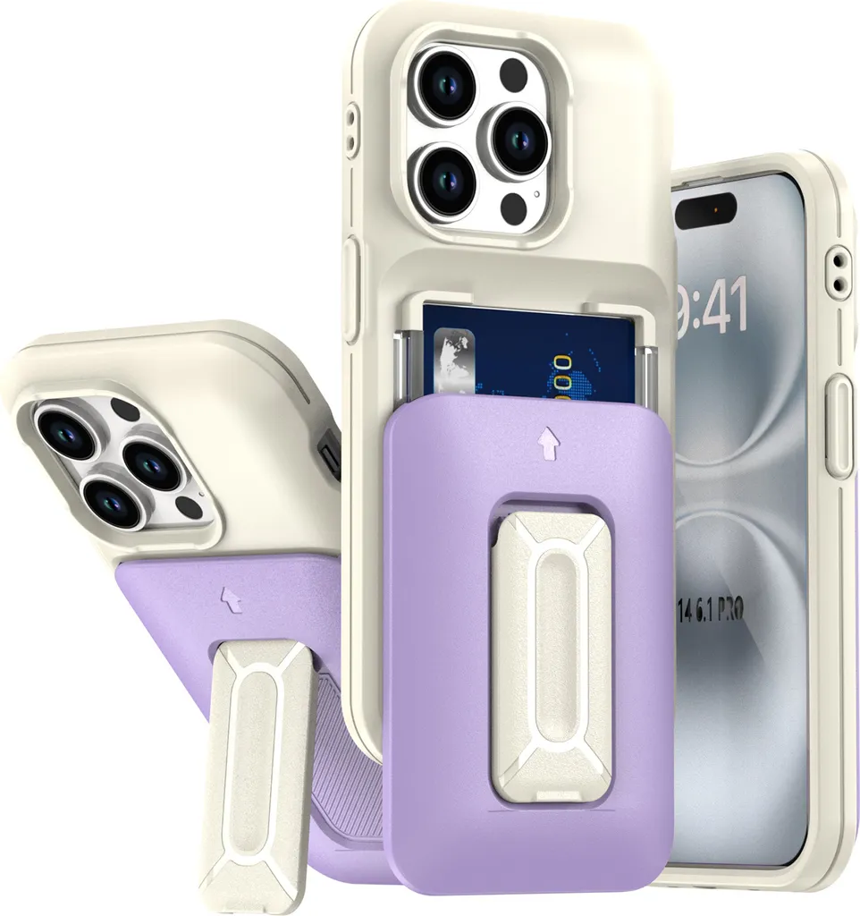 Cover Portafoglio iPhone 13 Pro Viola TPU Morbido | Stand Protettivo