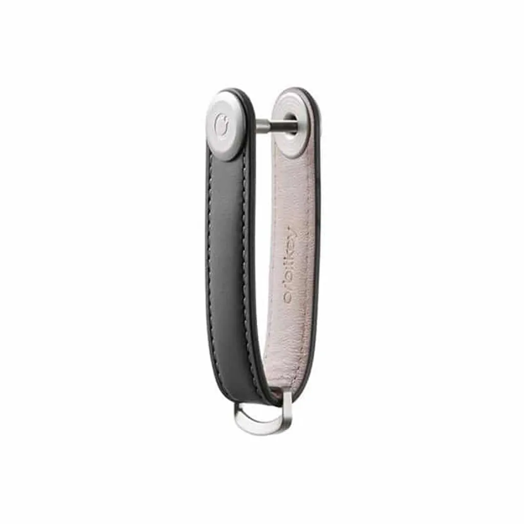 Orbitkey Cuir Charcoal et coutures grises : organiseur de clés élégant
