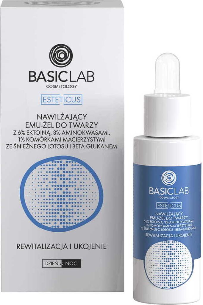 Basiclab Moisturizing Emulgel Serum with 6% Ectoin, 3% Amino Acids, 1% Snow Lotus Stem Cell and Beta-Glucan 30ml