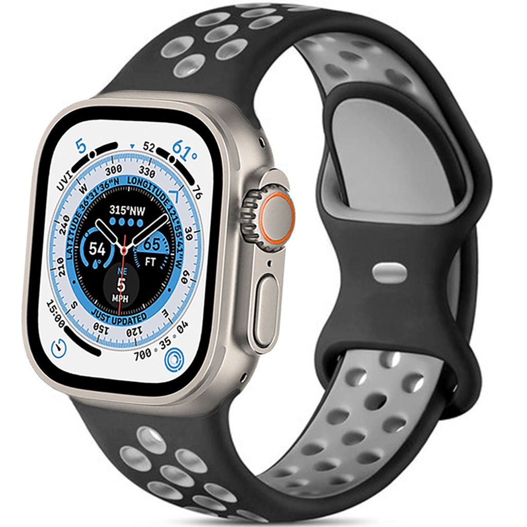 Strap-It Apple Watch Ultra Armband Sport (Schwarz/Grau)