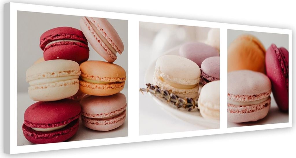 Leinwandbild macarons für die küche 120x40 cm Feeby rosa wandbild bereit zum aufhängen