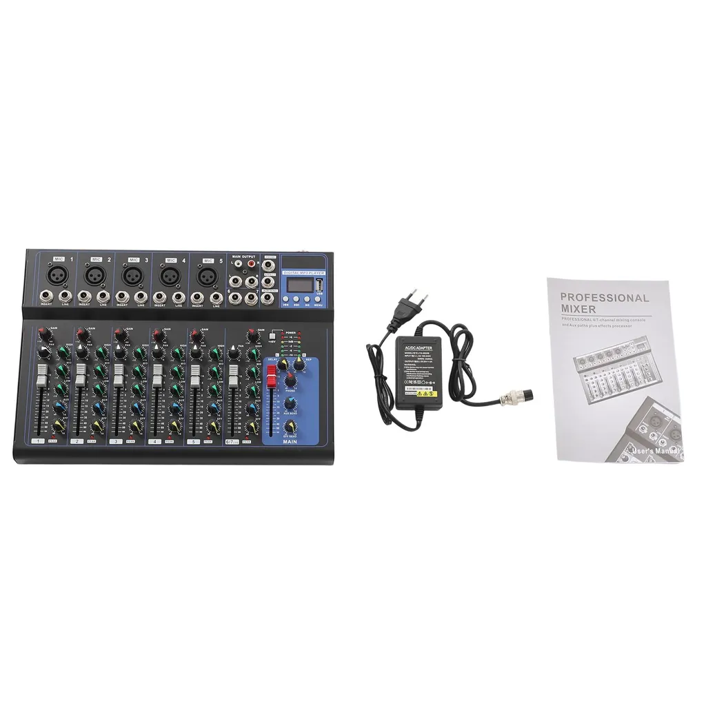 Table de mixage audio 7 canaux console DJ Pro avec effets intégrés