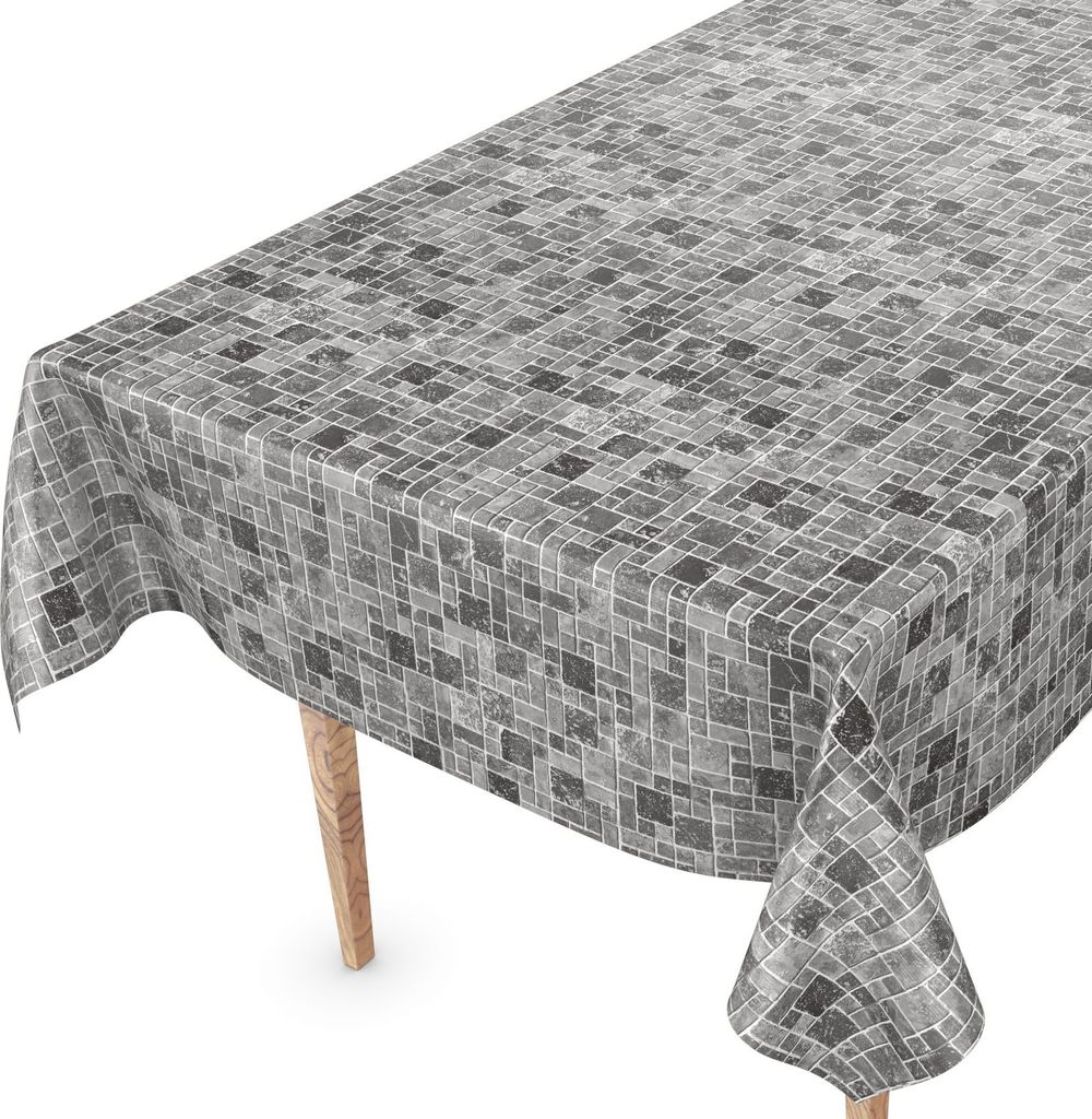 Tischdecke Wachstuch Gestreift Schwarz Robust Wasserabweisend Breite 140 cm Länge 220 cm