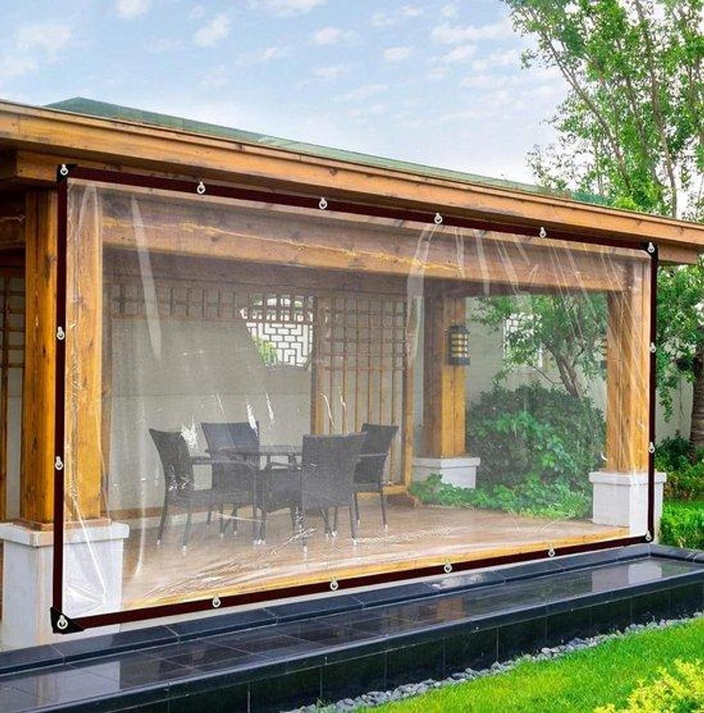 Famanu Abdeckplane – Wasserfest – Transparent – 4x4 m – Mit Ösen