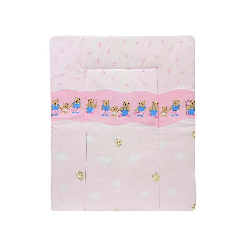 Baby Delux Wickeltischauflage 60x70 cm Wickelauflage Wickelunterlage Baumwolle wasserdicht Bärenstadt Rosa