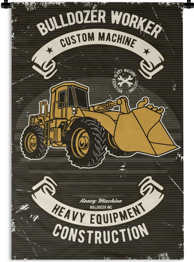 MuchoWow Wandteppich Wandbehang Bulldozer - Retro - Angebot 120x180 cm Tapisserie Dekoration Wandtuch - Schlafzimmer - Dekorationen für das Haus