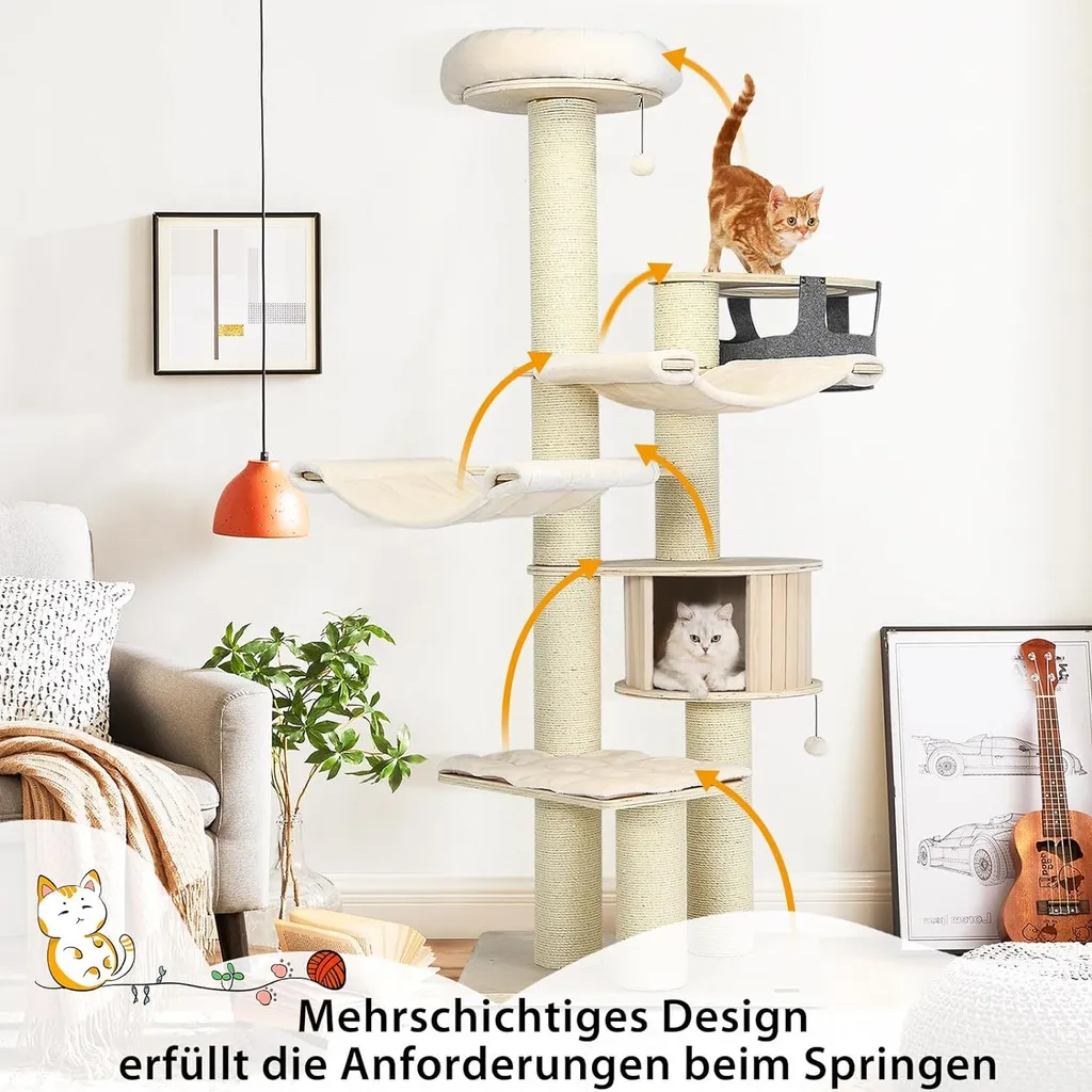 Arbre à Chat Stable 197 cm pour Protéger vos Meubles et Canapés - 2