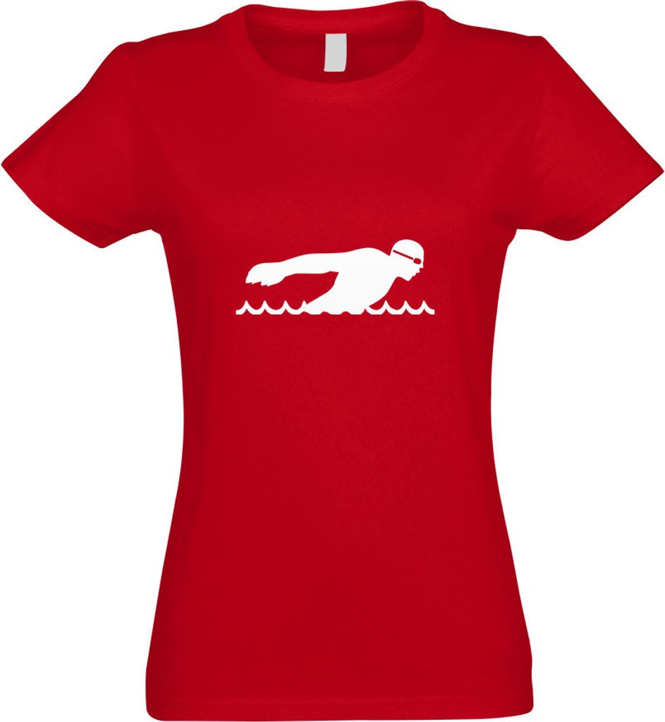 Kiwistar - T-Shirt tailliert - Damen - rot - Triathlon Sportler Figur - mit Motiv Bedruckt - Funshirt Design - Sport - Freizeit - Damen - XL