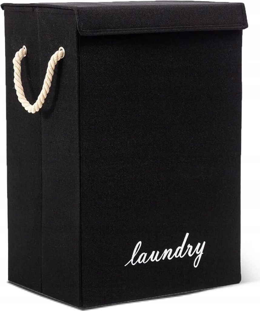 Wäschekörb Waschkleidung Aufbewahrung Klappkorb Ablagekorb Mit Deckel Aufbewahrungsbox Schwarz 68L