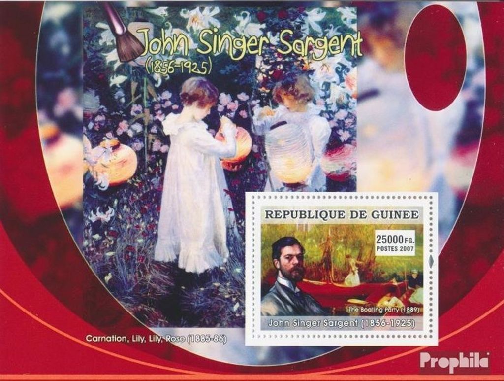 Briefmarken Guinea 2007 Mi Block 1281 (kompl. Ausgabe) postfrisch John Singer Sargent