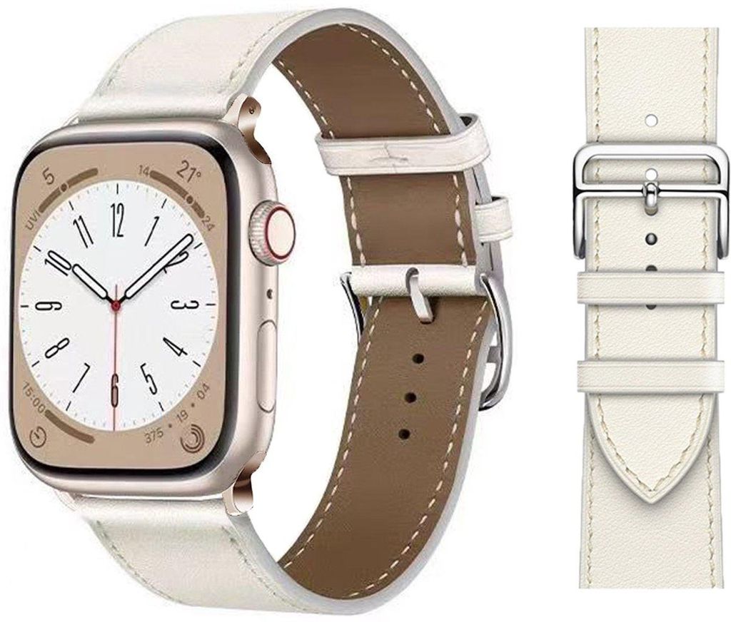 FFO2World Slim Lederarmband – Für Apple Watch 42/44/45/46/49 mm – Echtleder mit Edelstahlschließe – Kompatibel mit Serie 1–11 & Ultra 1...