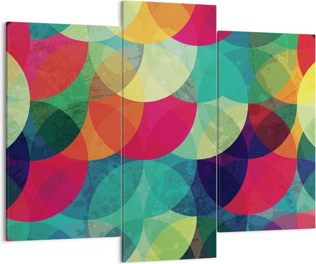 Bild auf Leinwand - Leinwandbild - 3 Teile - Farben Räder Abstraktion - 130x100cm - Wand Bild - Wanddeko - Wandbilder - Leinwanddruck - Bilder - W...
