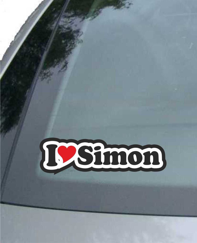 INDIGOS UG - Aufkleber / Autoaufkleber I Love Heart - Ich liebe mit Herz 15 cm - I LOVE Simon - Auto LKW Truck - Sticker mit Namen vom Mann Frau Kind