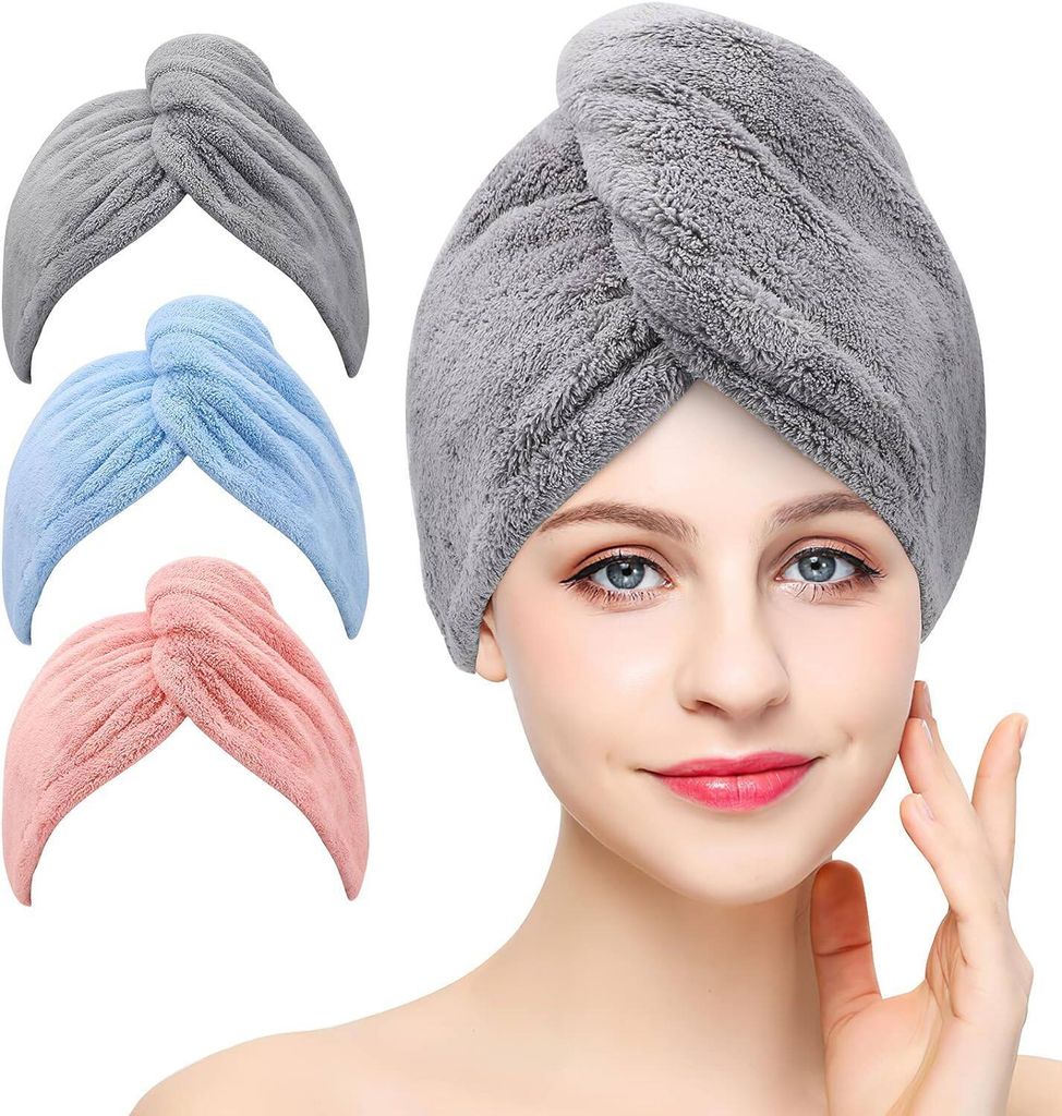 STILVORA Turban-Handtuch, Mikrofaser Haarhandtuch Turban – Schnell trocknend, saugfähig, leicht, rutschfest, Handtuch für Dusche, Bad, Spa & Re...
