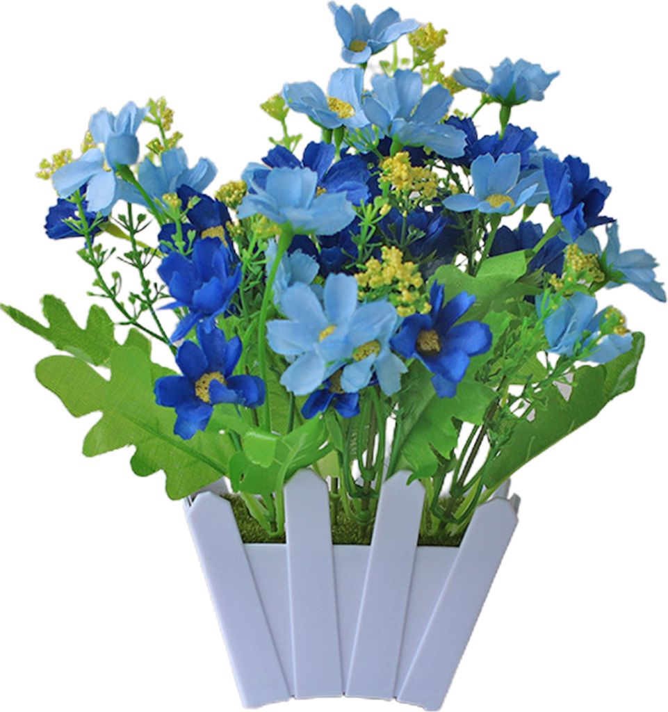 künstliche blühende wetterfeste leicht zu bleiben plastikmarguerit dekoratives künstliches blum bonsai für balkon-Blau