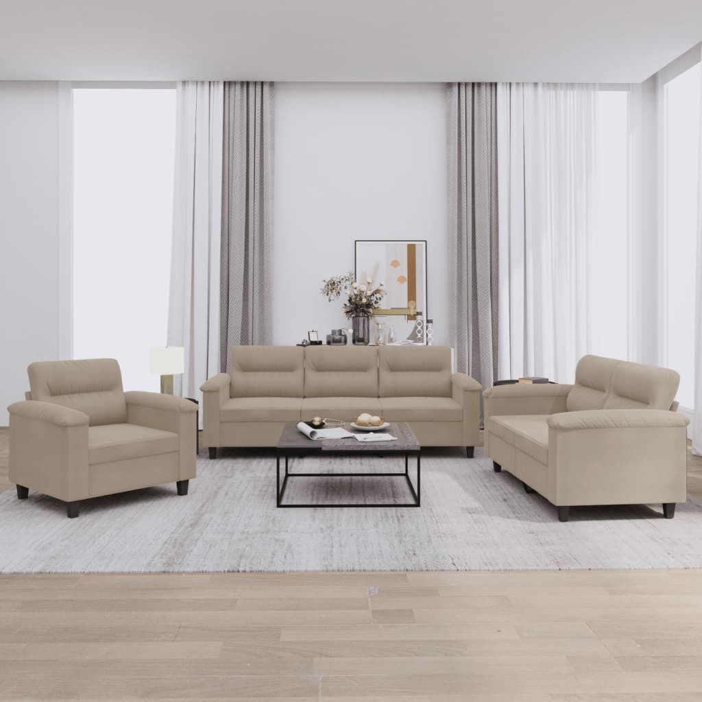 Cloris DesignMöbel 3-tlg. Sofagarnitur mit Kissen Taupe Mikrofasergewebe , Schlafsofas 2024 Neu