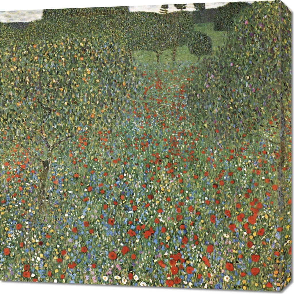 Bild 70x70cm Mohnfeld, Gustaw Klimt Vintage für das Wohnzimmer