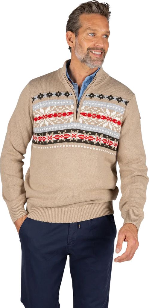 NZA Pullover braun Baumwolle bedruckt