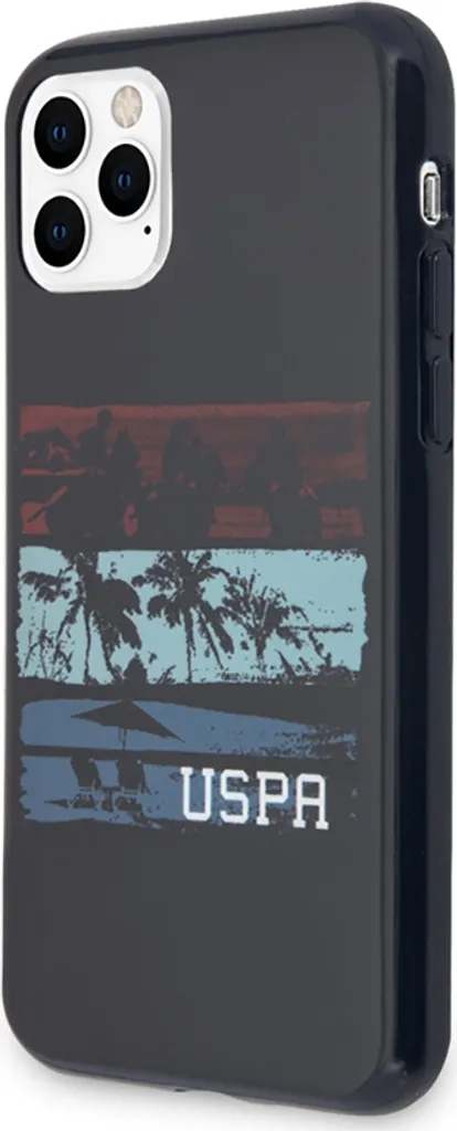 U.S. Polo, Cover Apple iPhone 11 Pro Max Range a strisce tricolori in TPU, blu navy
