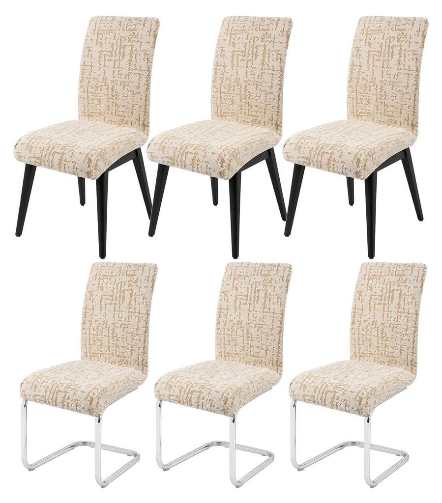 Stuhlhussen Set - Universell und Waschbar - Beige (6 Stück) Produktbild 