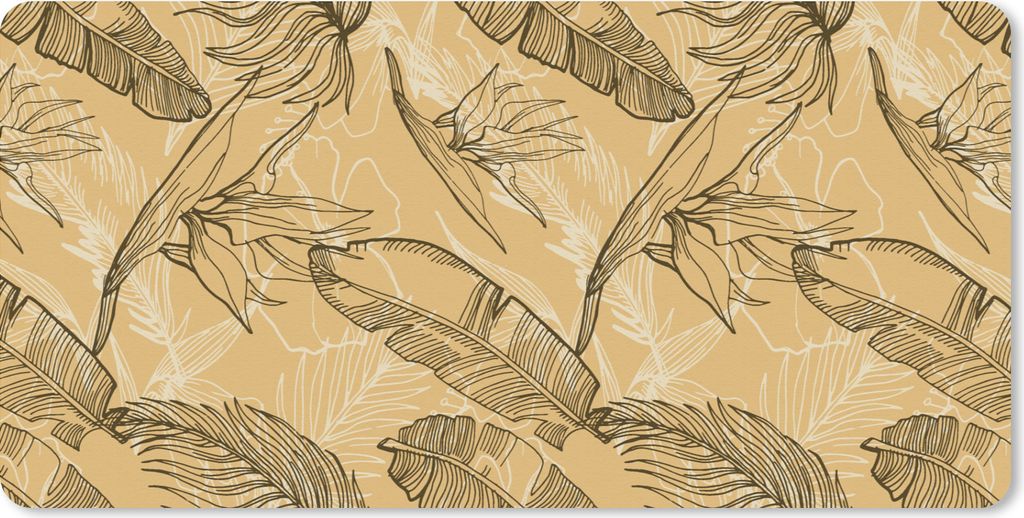 MuchoWow Schreibtischunterlage Blätter - Sommer - Tropisch - Hawaii 80x40 cm - XXL Mauspad - Gaming Mauspad