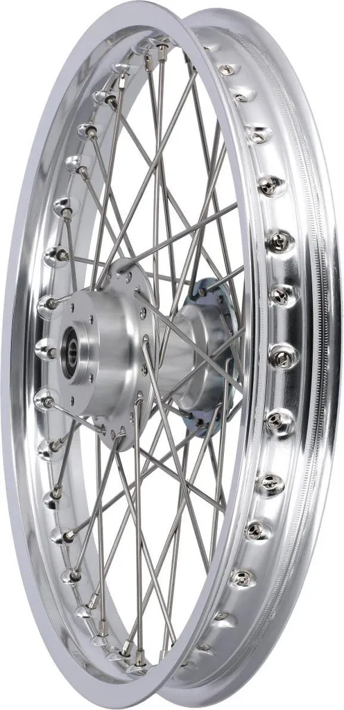 Roue de Simson en alu poli et rayons inox 1.6 x 16 pour fourche ZT