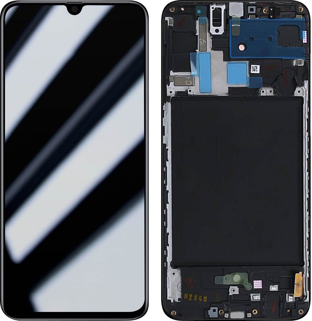 Komplettset für Samsung A70 LCD-Bildschirm + Touchscreen + Gehäuse – Schwarz