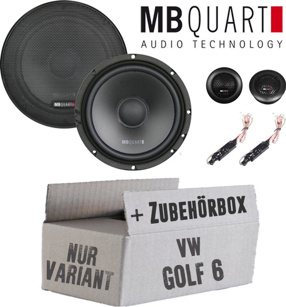 Lautsprecher Boxen MB Quart QS165 - 16,5cm Kompo Auto Einbauzuebehör - Einbauset passend für VW Golf 6 Variant Front - justSOUND