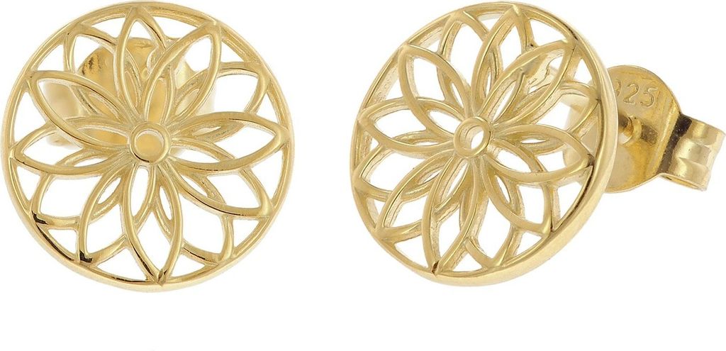 trendor 15942 Damen-Ohrringe Lebensblume 925 Silber Vergoldet 10 mm