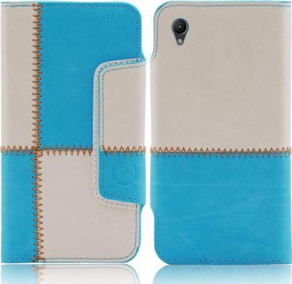 Sony Xperia Z (L36H) numia Bookstyle Nahtmuster Blau-Weiss