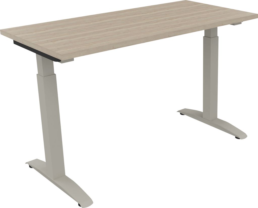 Schreibtisch Kufe Einzels. Quadrat B1200xT600xH650-850 si/Eiche Natur