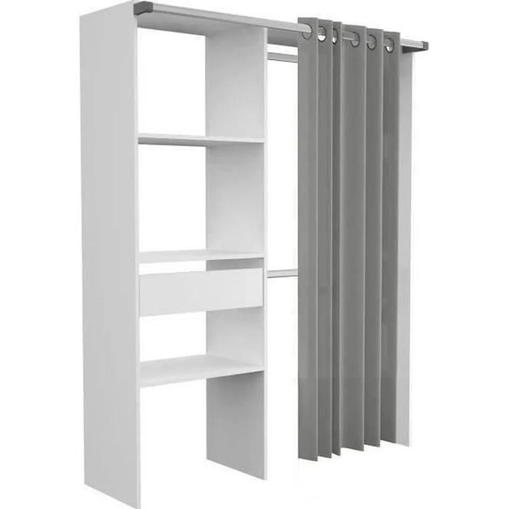 Penderie dressing BARI blanc 143 cm avec tiroir de rangement intégré