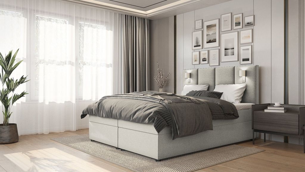 Amerikanisches Bett ANDY – 180x200, Beige