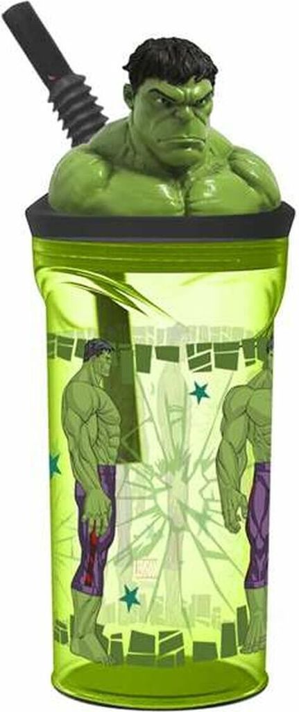 Marvel Hulk Trinkbecher 360ml Strohhalm Deckel Produktbild 