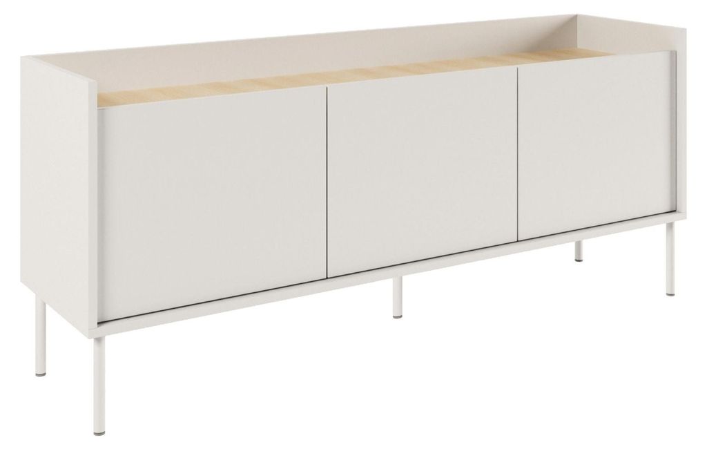 Selsey Tovi - TV-Schrank 3-türig, 140 cm, Weiß / Holzoptik Produktbild 