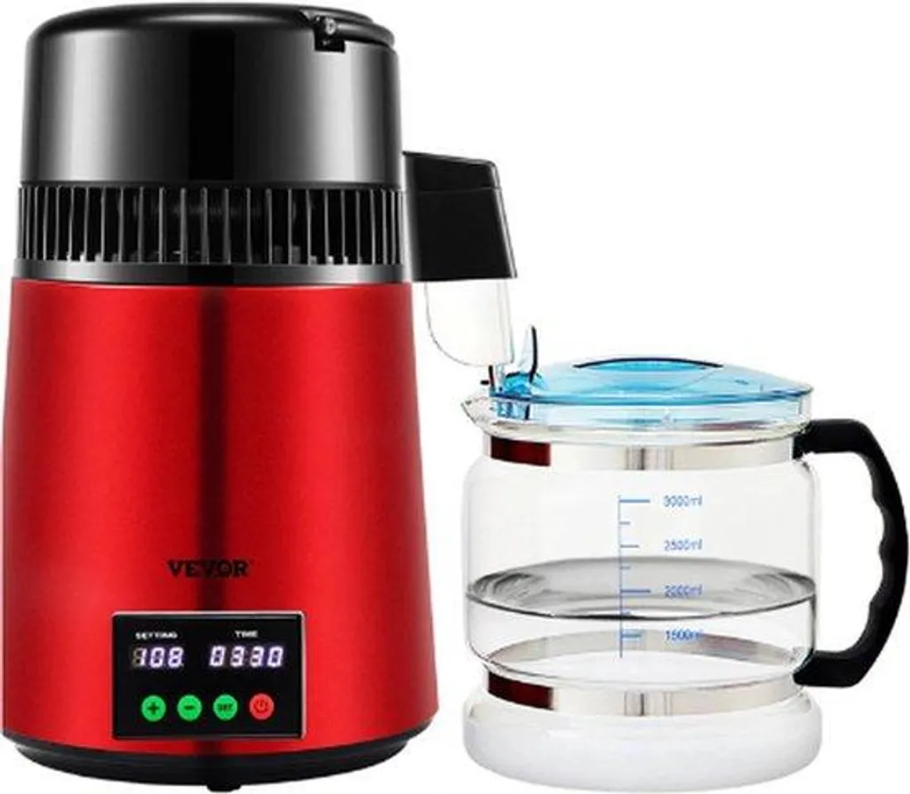 Distillateur d'Eau Purificateur 4L Rouge 750W avec Écran Tactile LCD